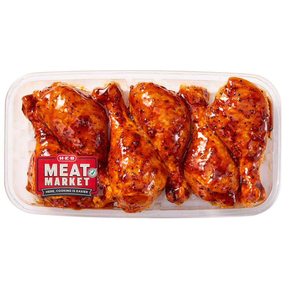 H-E-B Meat Market Marinated Chicken Drumsticks - Smoky BBQ, Avg. 1.6 lbs
