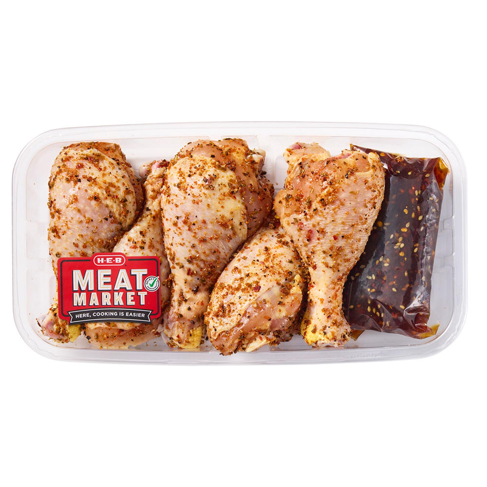 H-E-B Meat Market Seasoned Chicken Drumsticks - Ginger Soy, Avg. 1.9 lbs