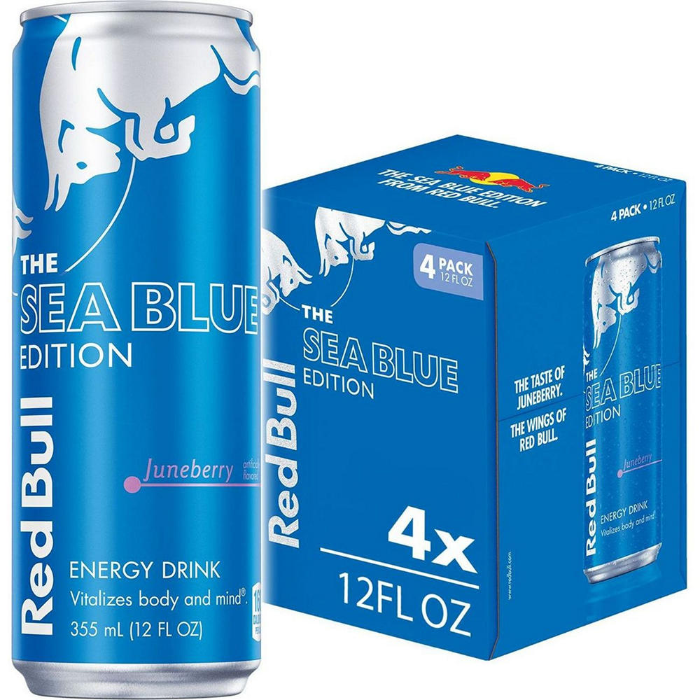 Red Bull Sea Blue Edition Juneberry Energy Drink 4 pk Cans, 12 oz
