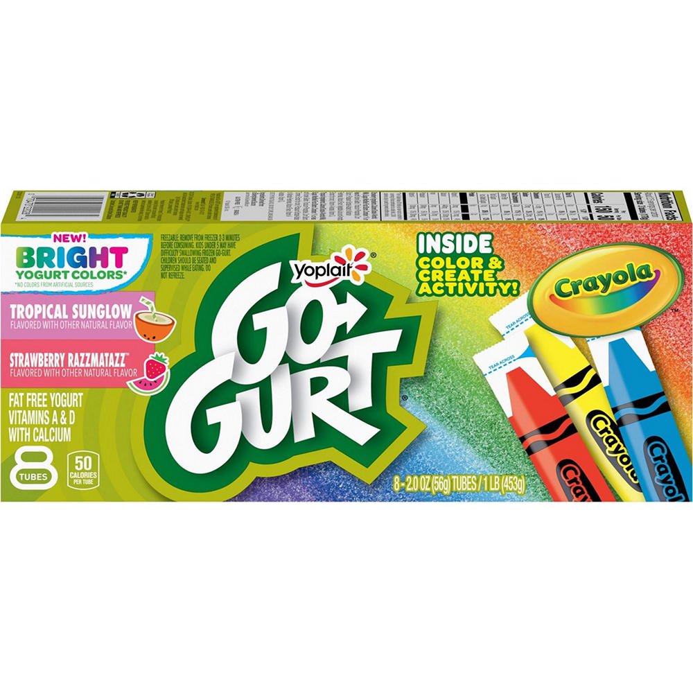 Yoplait GoGurt Low-Fat Tropical Sunglow and Strawberry Razzamatazz Yogurt Tubes, 8 ct