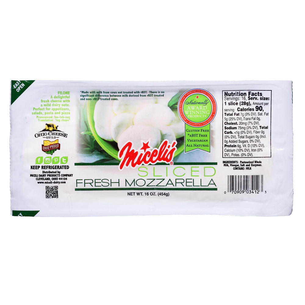 Miceli's Fresh Mozzarella Sliced Cheese Log, 16oz