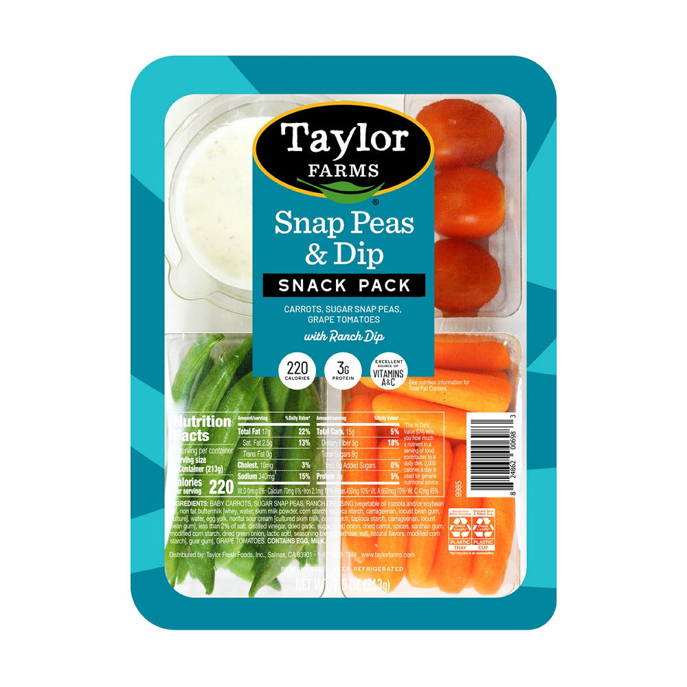Taylor Farms Snap Peas and Dip Snack Tray, 7.5 oz