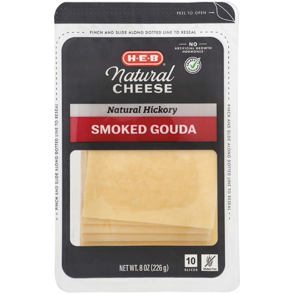 H-E-B Hickory Smoked Gouda Sliced Cheese, 10 ct