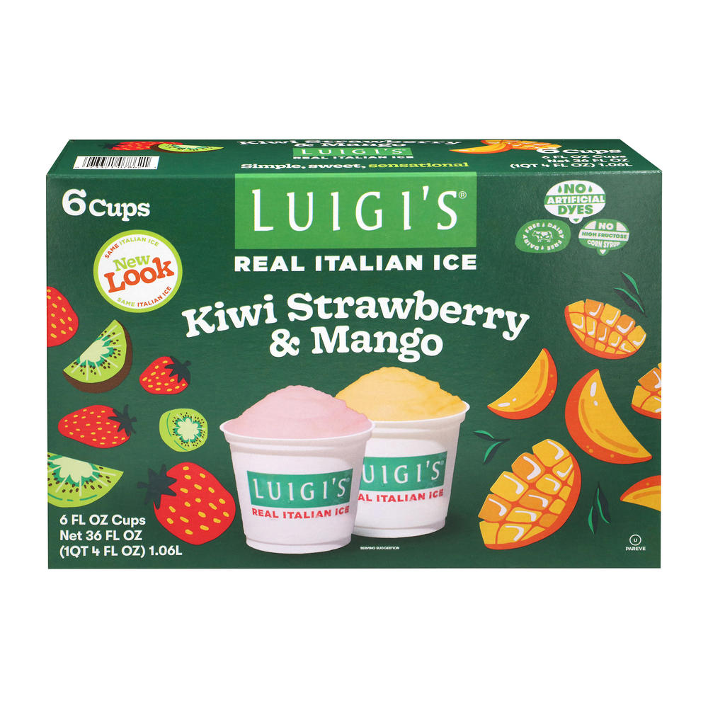 Luigi's Real Italian Ice Mango & Kiwi Strawberry Cups, 6 ct