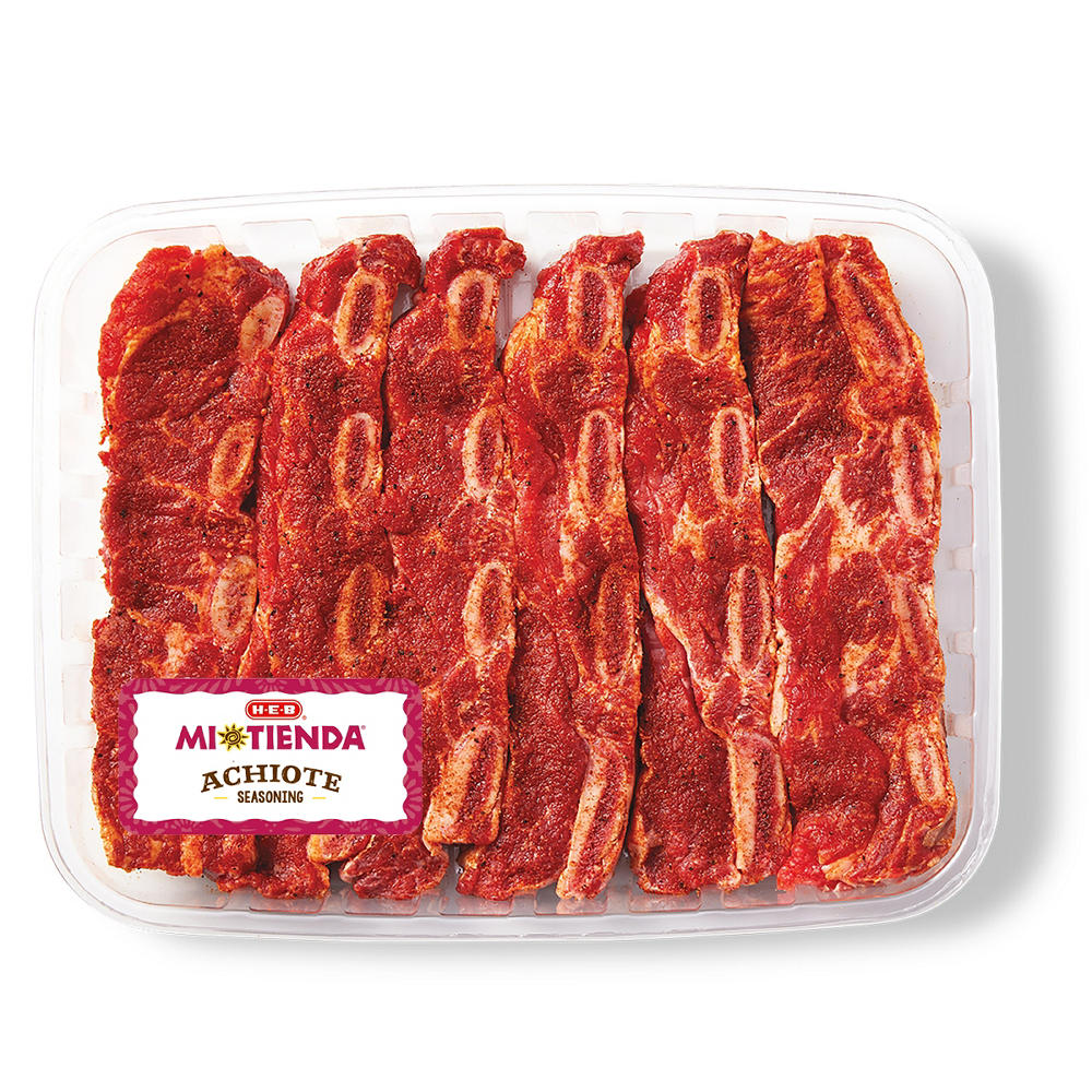 H-E-B Mi Tienda Seasoned Beef Flanken Ribs – Achiote – Value Pack, Avg. 2.0 lbs