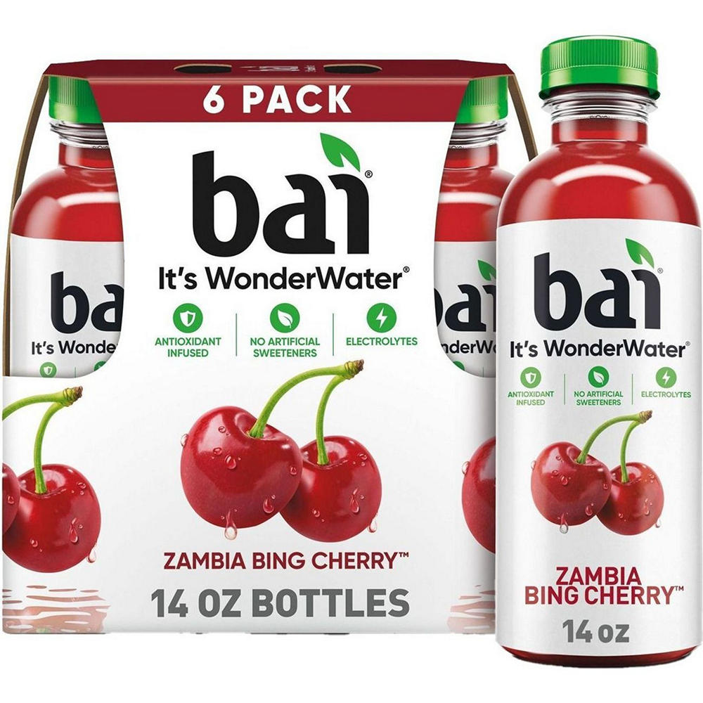 Bai Zambia Bing Cherry Antioxidant Infused WonderWater Beverage 6 pk Bottles, 14 oz