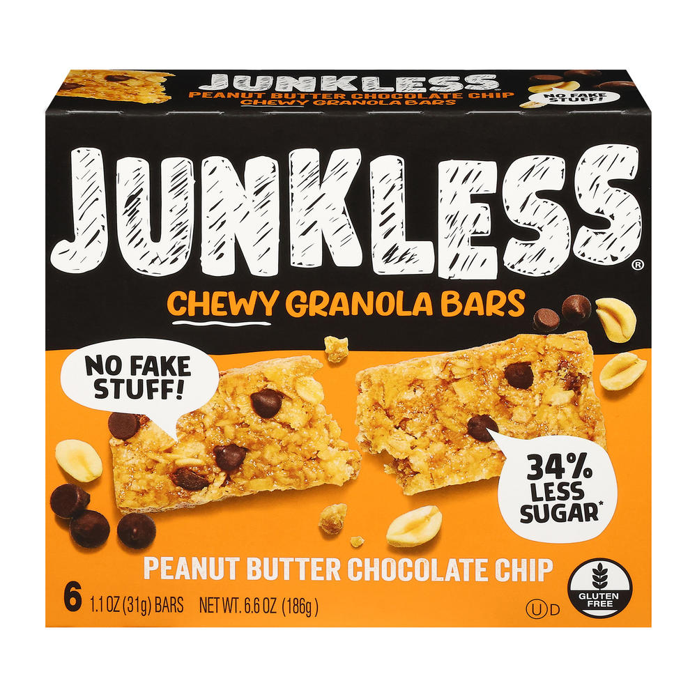 Junkless Peanut Butter Chocolate Chip Granola Bars, 6 ct