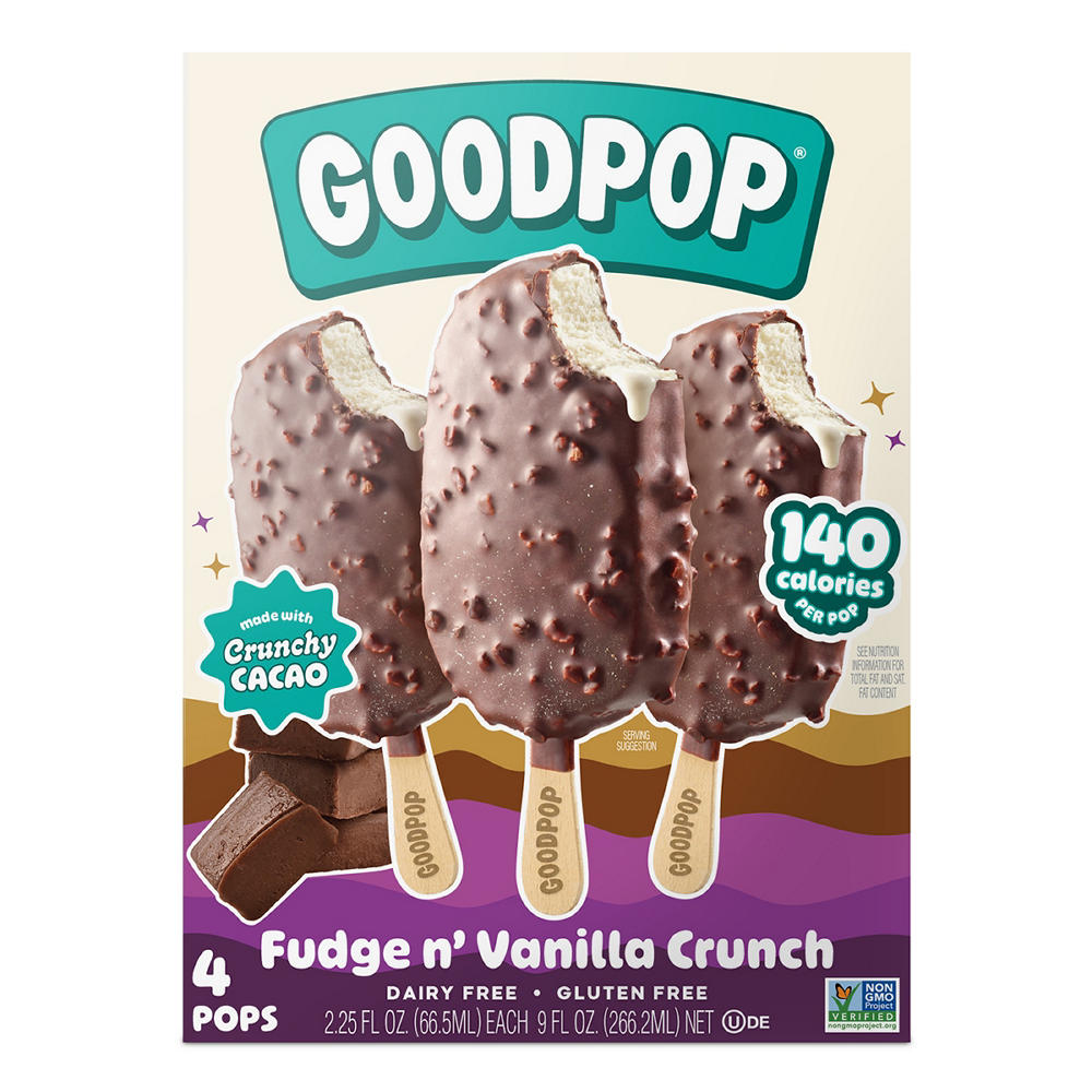 GoodPop Dairy Free Fudge N' Vanilla Crunch Pops, 4 ct