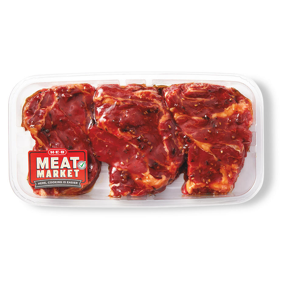 H-E-B Meat Market Marinated Boneless Beef Chuck Eye Steaks – Korean BBQ, Avg. 0.8 lb