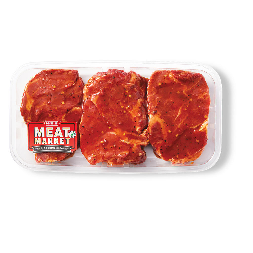 H-E-B Meat Market Marinated Boneless Beef Chuck Eye Steaks - Chile Lime, Avg. 0.8 lb