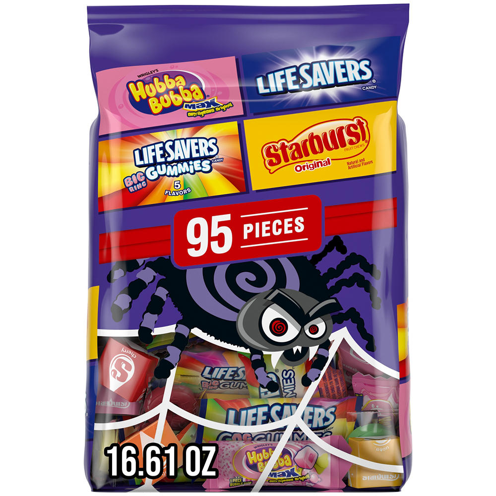 Starburst, Life Savers & Hubba Bubba Assorted Halloween Candy, 95 pc