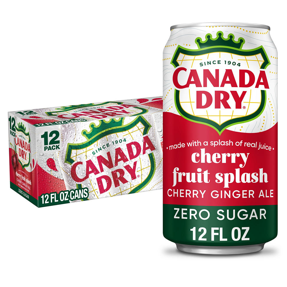 Canada Dry Zero Sugar Fruit Splash Cherry Ginger Ale 12 pk Cans, 12 oz