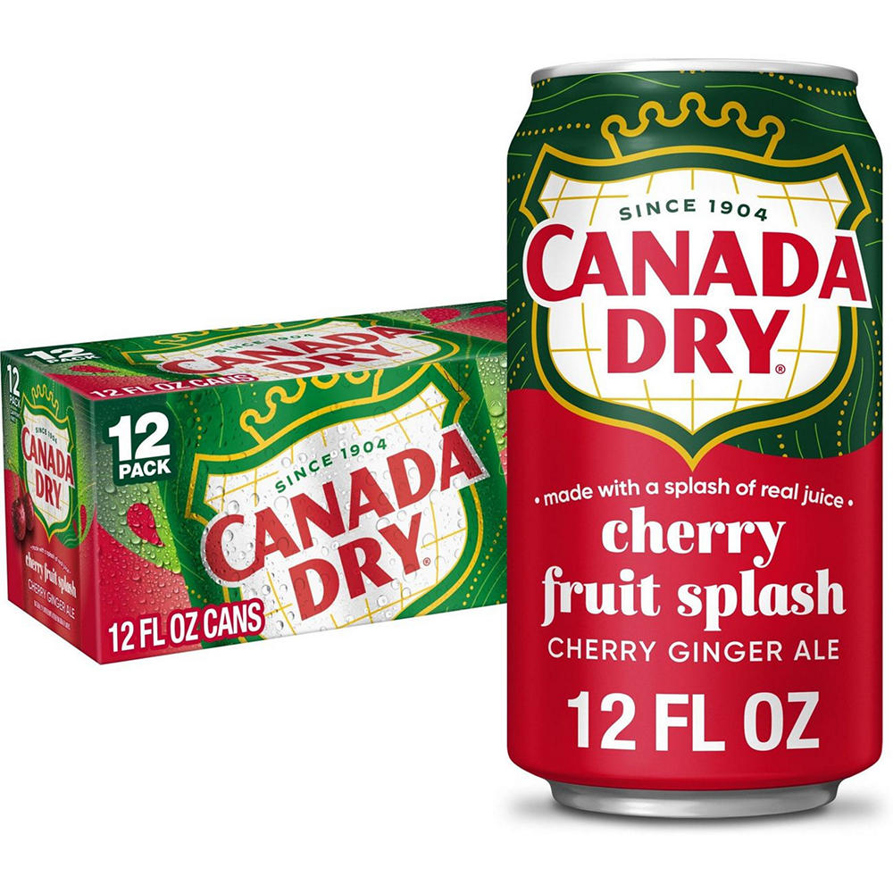 Canada Dry Fruit Splash Cherry Ginger Ale Soda 12 pk Cans, 12 oz