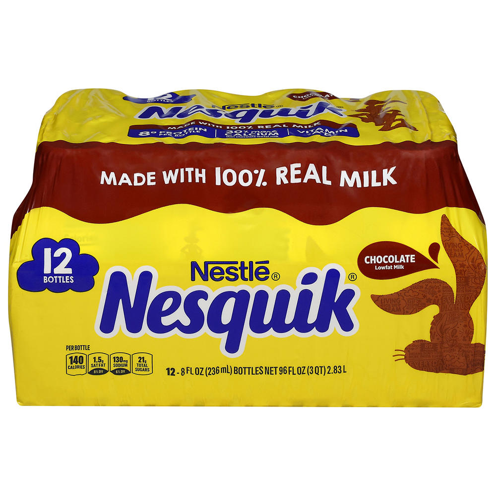Nestle Nesquik Lowfat Chocolate Milk 12 pk Bottles, 8 oz