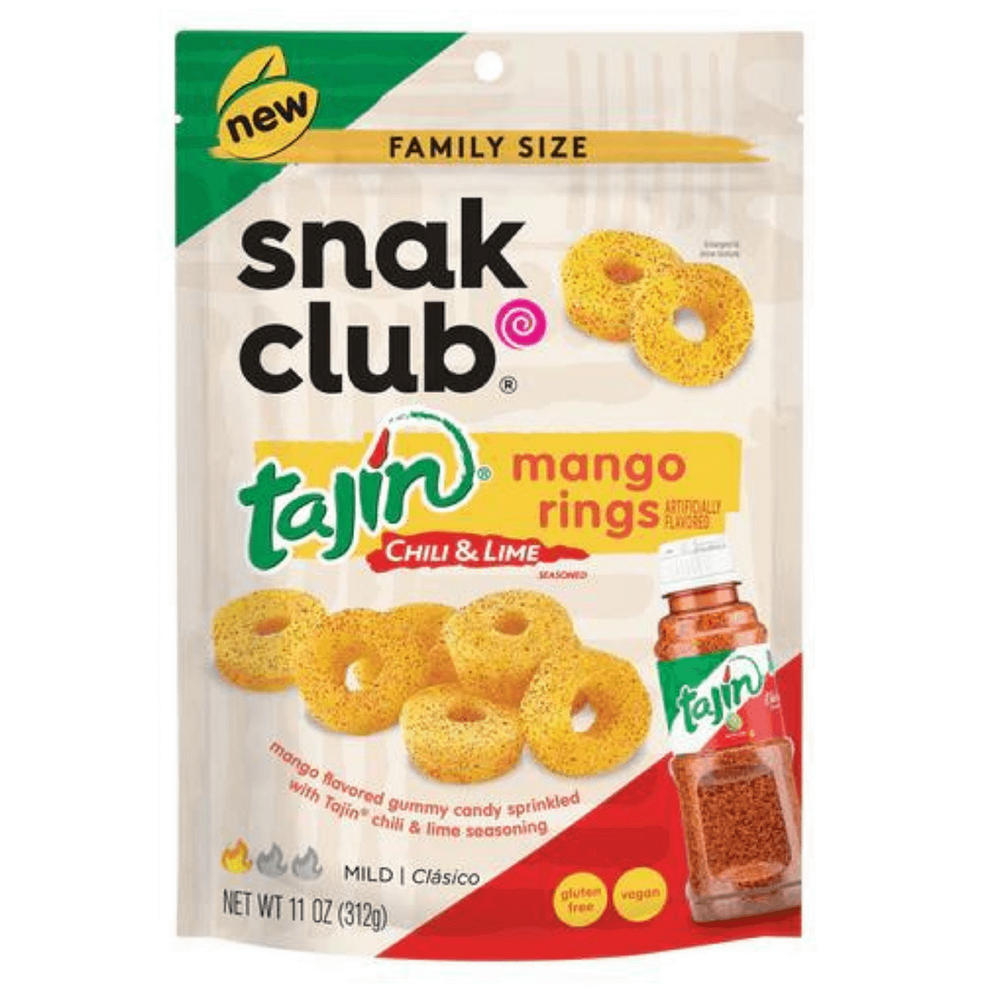 Snak Club Tajin Mango Rings Candy - Family Size, 11 oz