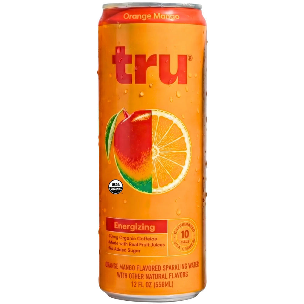 Tru Sparkling Energy Water - Orange Mango, 12 oz