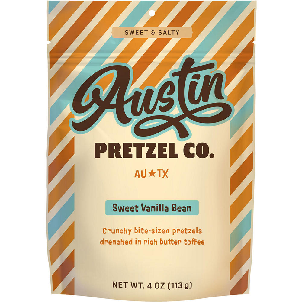 Austin Pretzel Co. Sweet Vanilla Bean Toffee Coated Pretzels, 4 oz