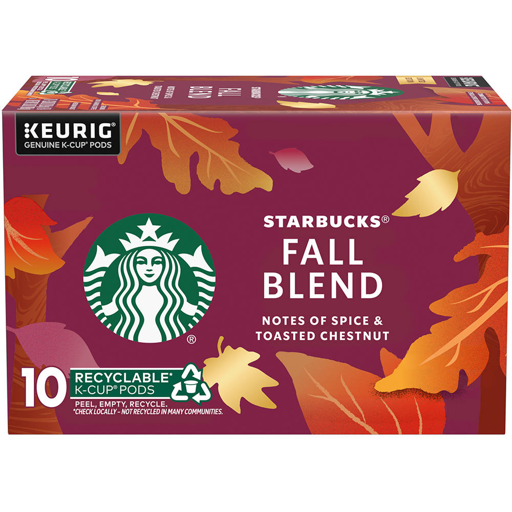 Starbucks Fall Blend Medium Roast Single Serve Coffee K Cups, 10 ct