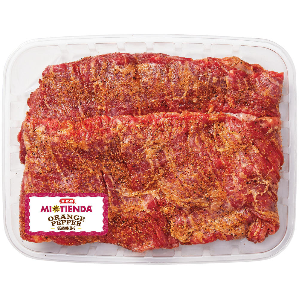 H-E-B Mi Tienda Seasoned Beef Skirt Steak – Orange Pepper – Value Pack, Avg. 1.8 lbs