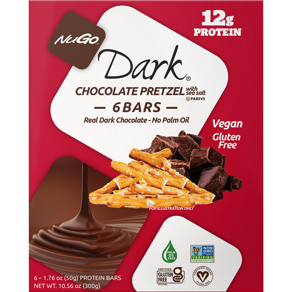 NuGo 12g Protein Bars - Dark Chocolate Pretzel, 6 ct