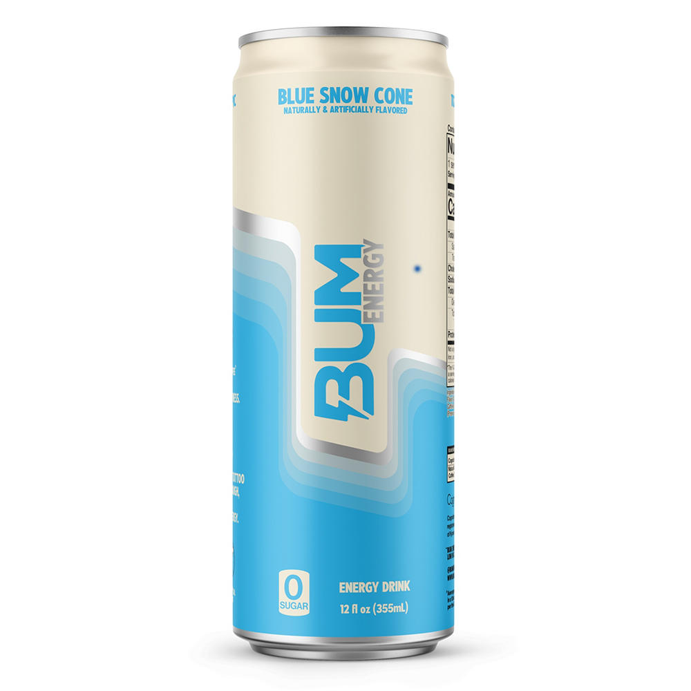 BUM Energy Zero Sugar Energy Drink - Blue Snow Cone, 12 oz