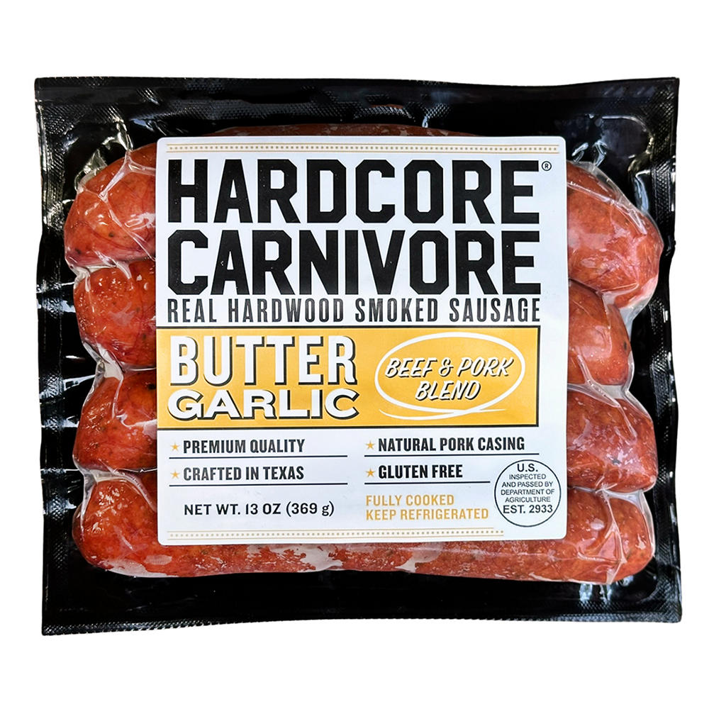 Hardcore Carnivore Smoked Sausage Links - Garlic Butter, 4 ct