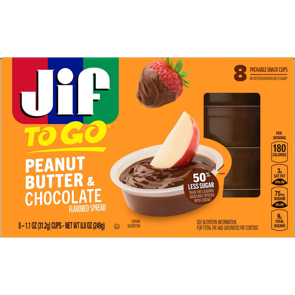 Jif To Go Peanut Butter & Chocolate Spread Single-Serve Cups, 8 ct