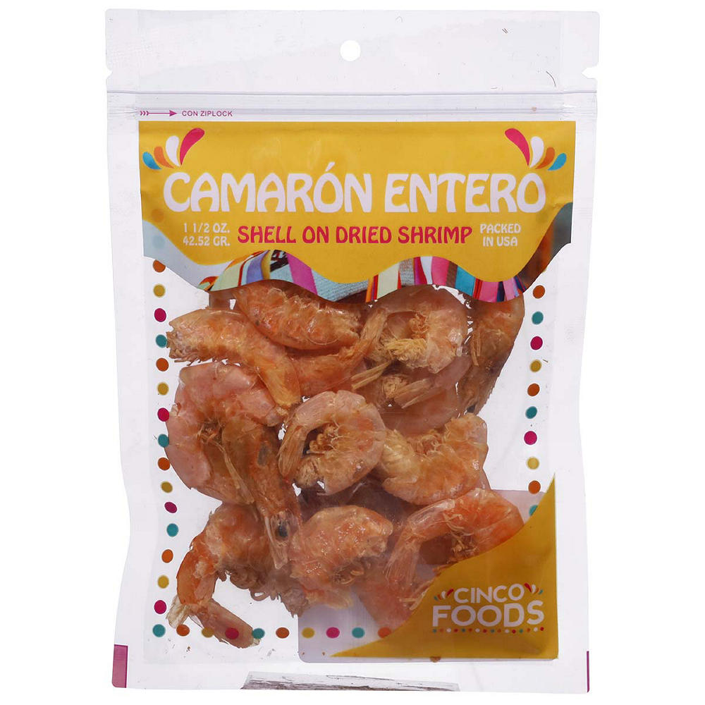 Cinco Foods Camarón Entero Shell on Dried Shrimp, 1.5 oz