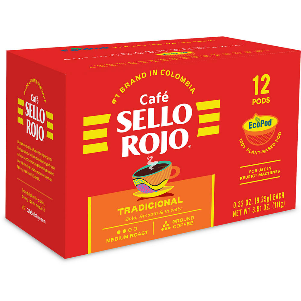 Cafe Sello Rojo Traditional Ecopod Medium Roast, 12 ct
