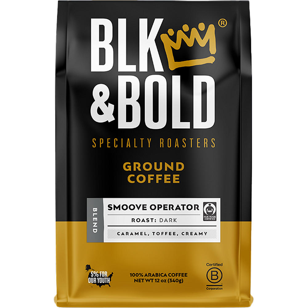 BLK & Bold Smoove Operator Dark Roast Ground Coffee, 12 oz