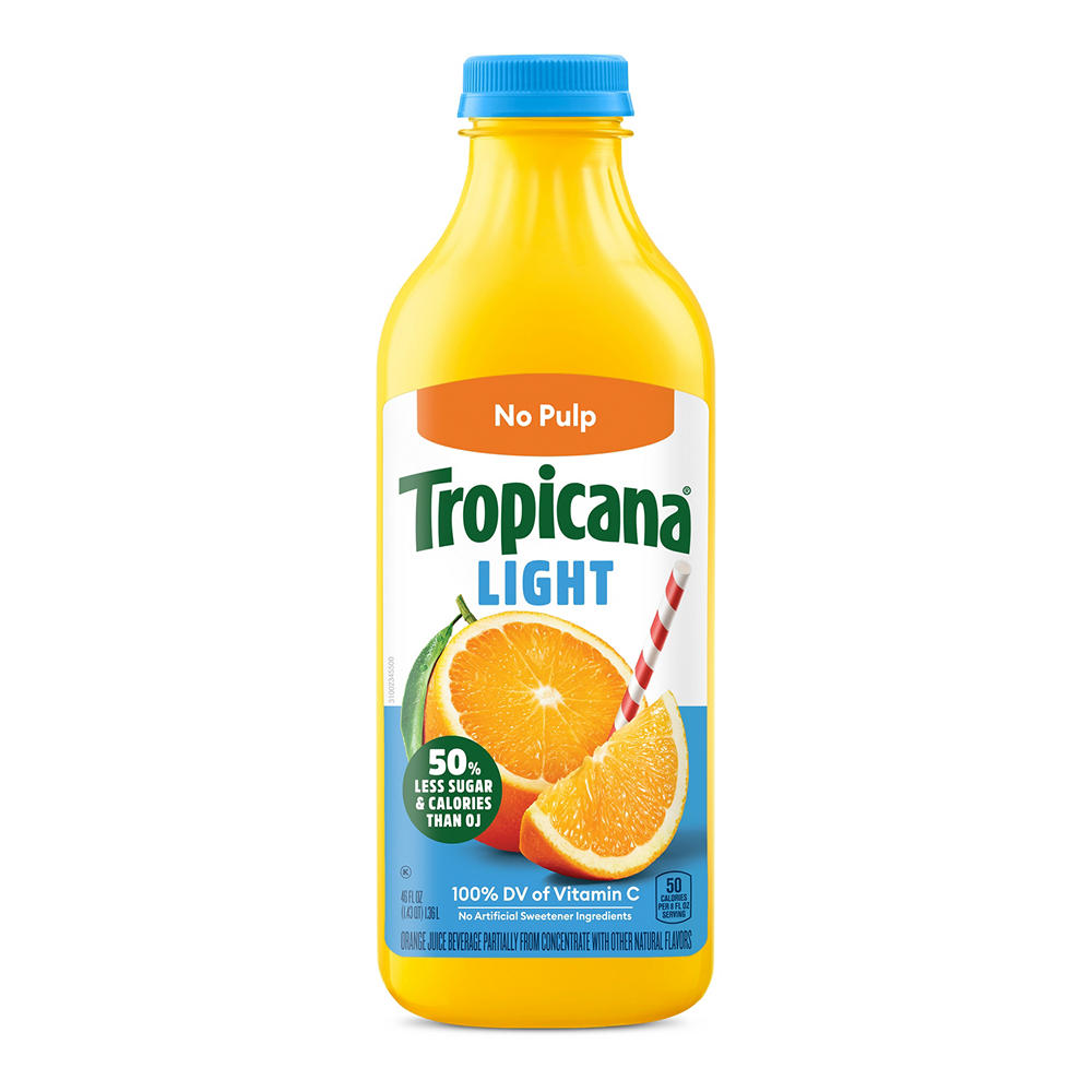 Tropicana No Pulp Light Orange Juice, 46 oz