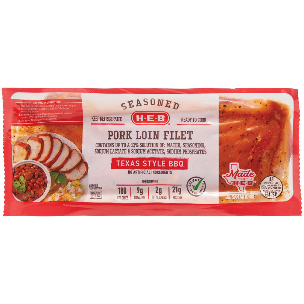 H-E-B Texas-Style BBQ Seasoned Pork Loin Filet, Avg. 1.4 lbs