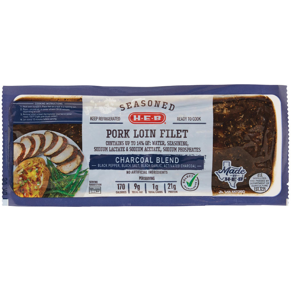 H-E-B Charcoal-Seasoned Pork Loin Filet, Avg. 1.45 lbs