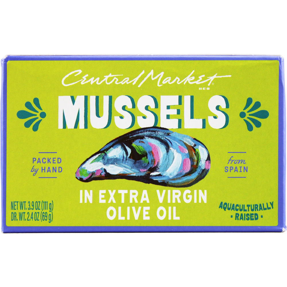 Central Market Mussels in Extra Virgin Olive Oil, 3.9 oz