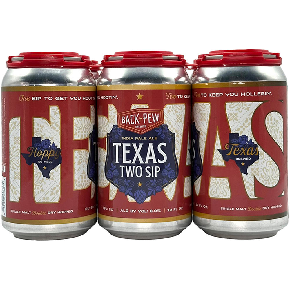 Back Pew Brewing Texas Two Sip IPA Craft Beer 6 pk Cans, 12 oz