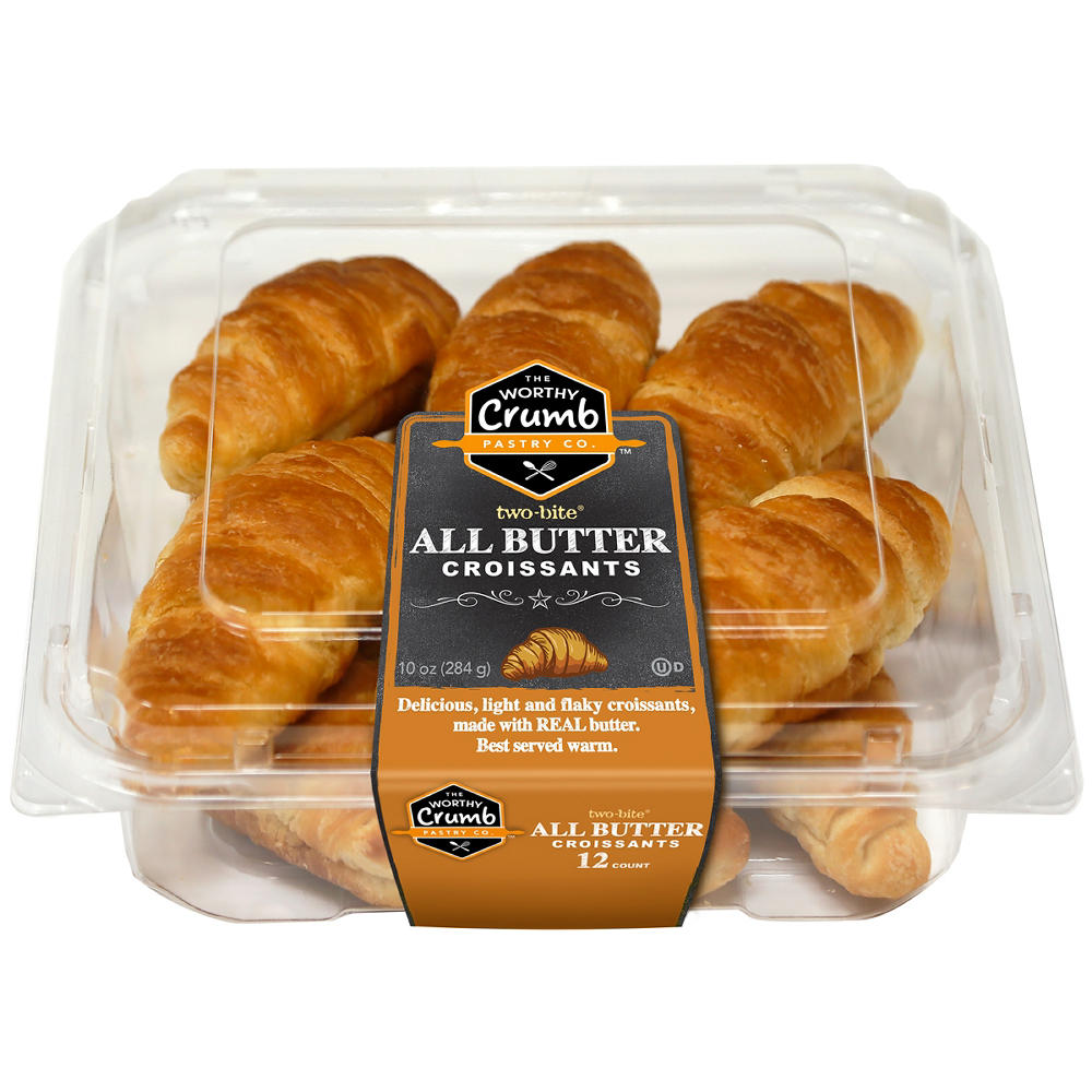 The Worthy Crumb Pastry Co. Two Bite All Butter Mini Croissants, 12 ct