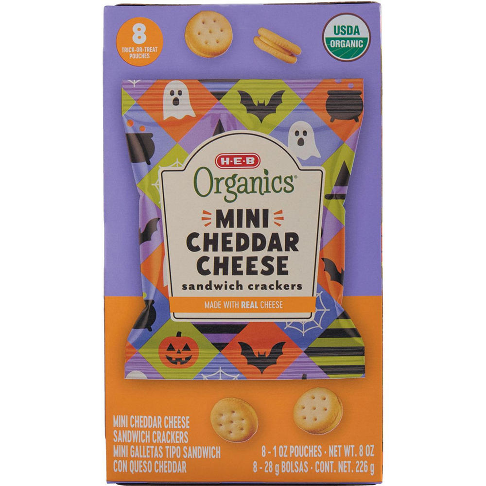 H-E-B Organics Mini Cheddar Cheese Sandwich Crackers 1 oz Bags, 8 ct