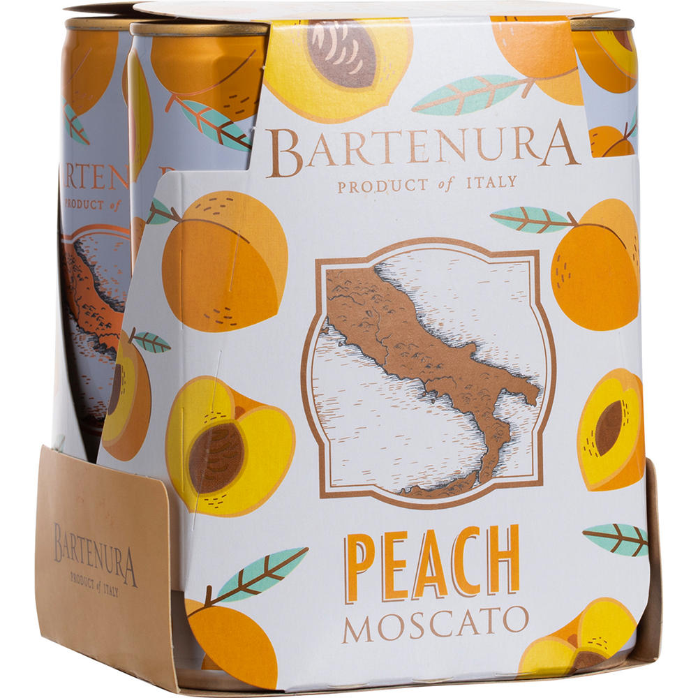 Bartenura Peach Moscato Italian White Wine 4 pk Cans, 250 mL