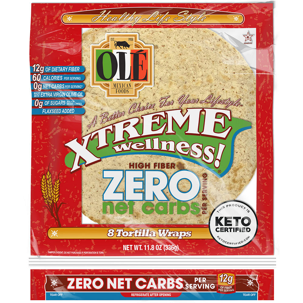 Ole Xtreme Wellness! High Fiber Zero Carb Tortilla Wraps, 8 ct