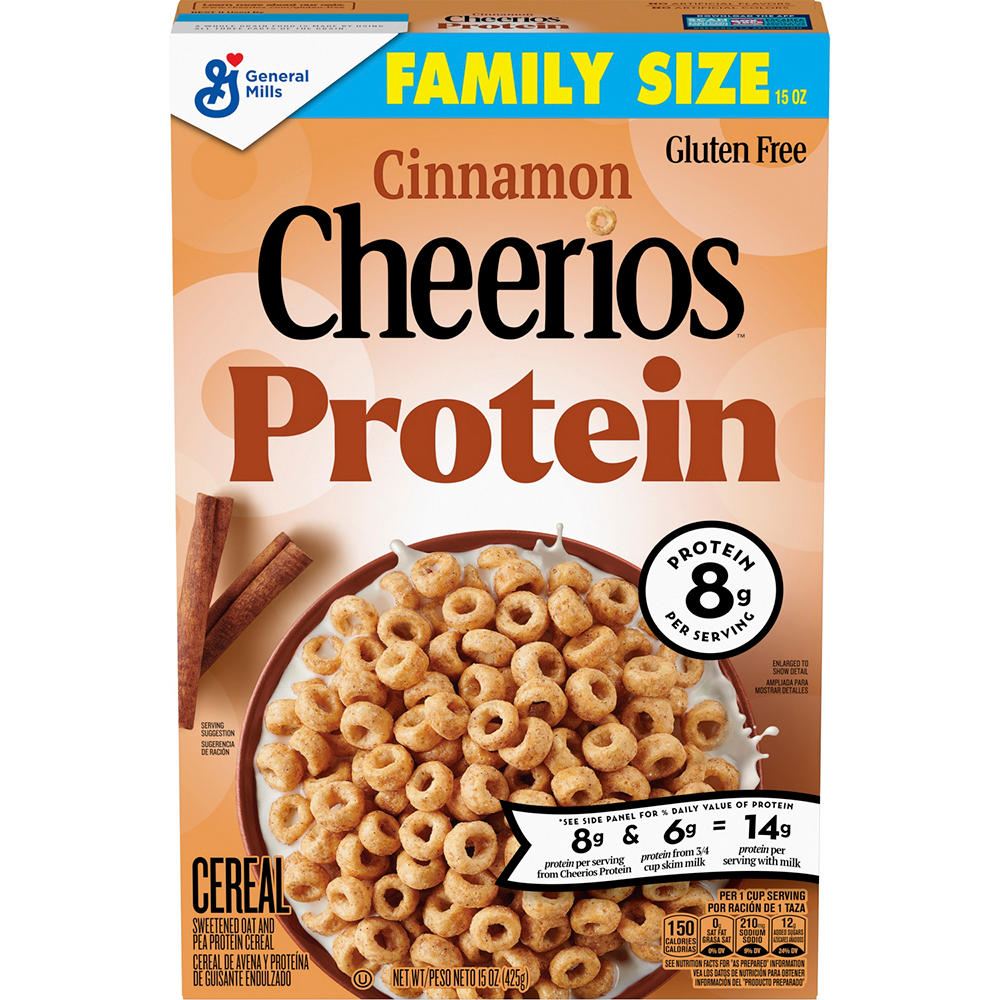 General Mills Cinnamon Protein Cheerios Cereal - Family Size, 15 oz