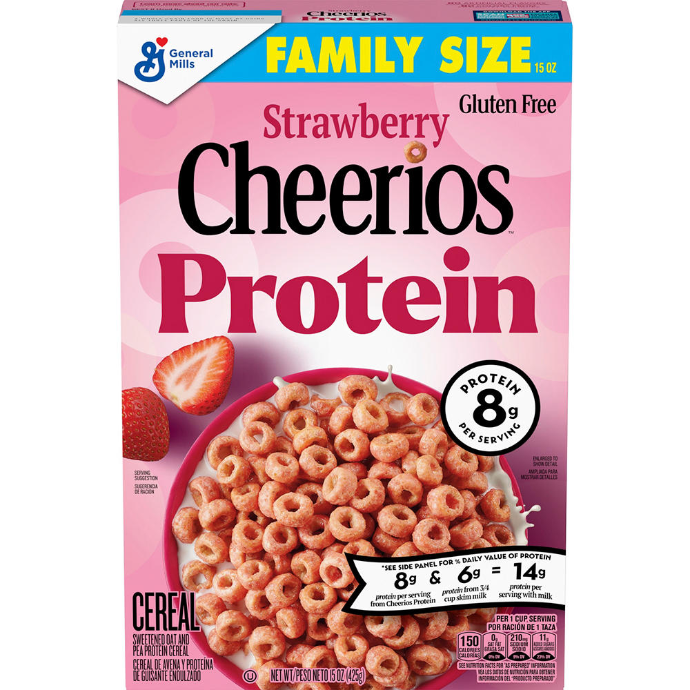 General Mills Strawberry Protein Cheerios Cereal - Family Size, 15 oz