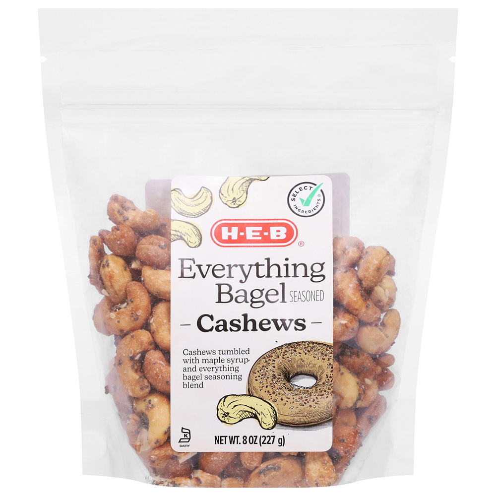 H-E-B Everything Bagel Seasoned Cashews, 8 oz