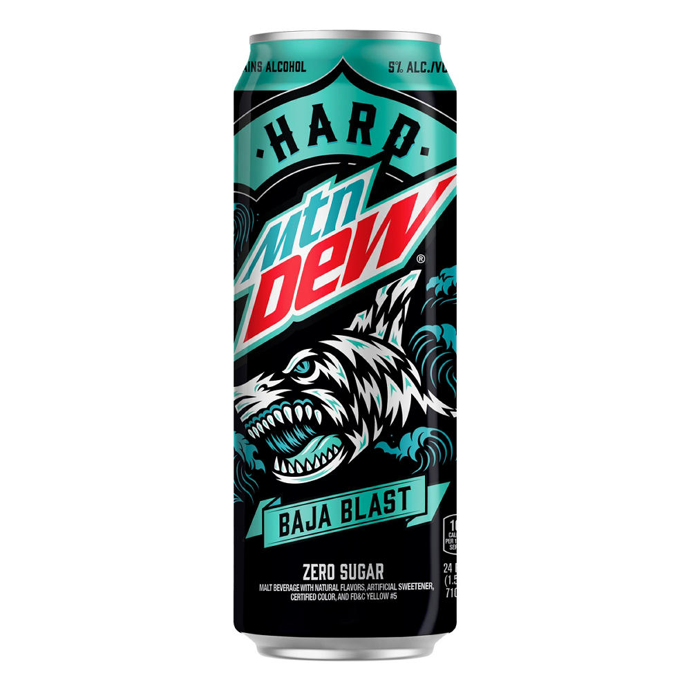 Hard Mountain Dew Zero Sugar Baja Blast Alcoholic Beverage Can, 24 oz