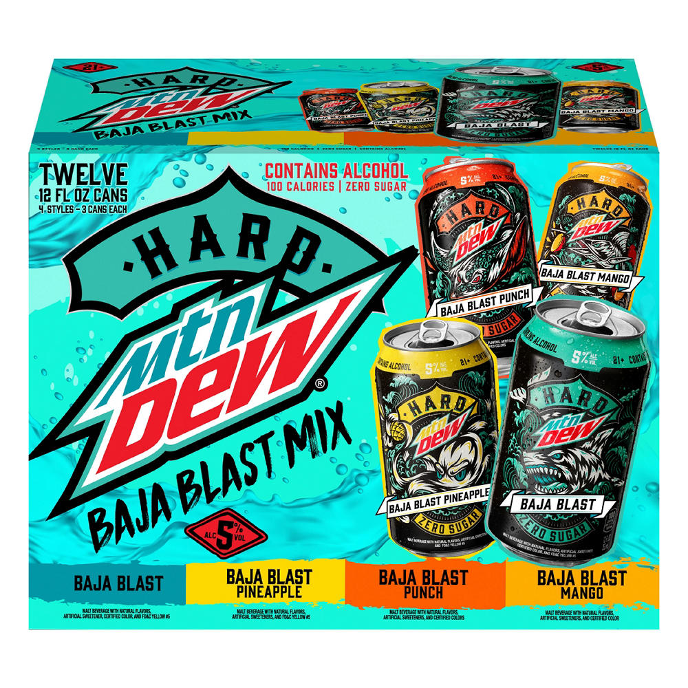 Hard Mountain Dew Baja Blast Mix Alcoholic Beverage 12 pk Cans, 12 oz