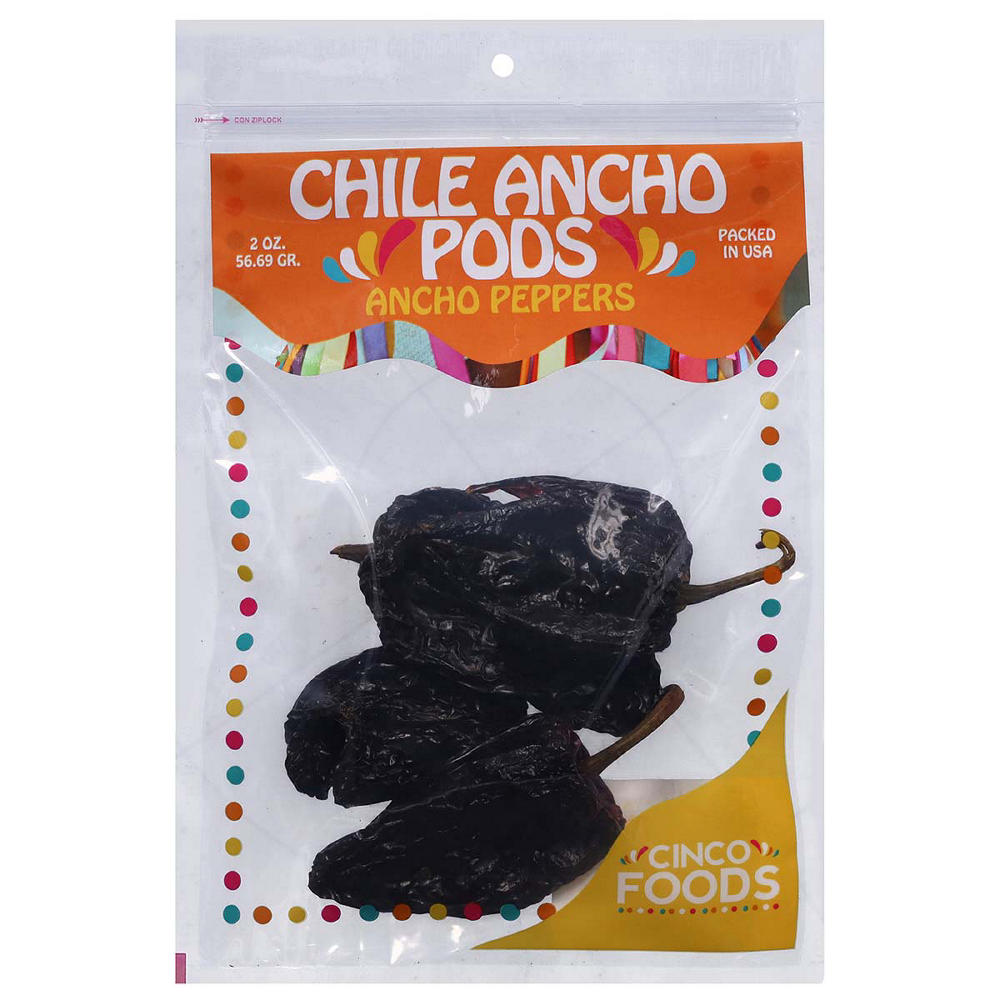 Cinco Foods Chile Ancho Pepper Pods, 2 oz
