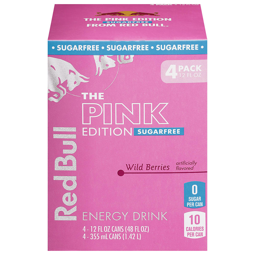 Red Bull Sugar Free Pink Edition Energy Drink 4 pk Cans - Wild Berries, 12 oz