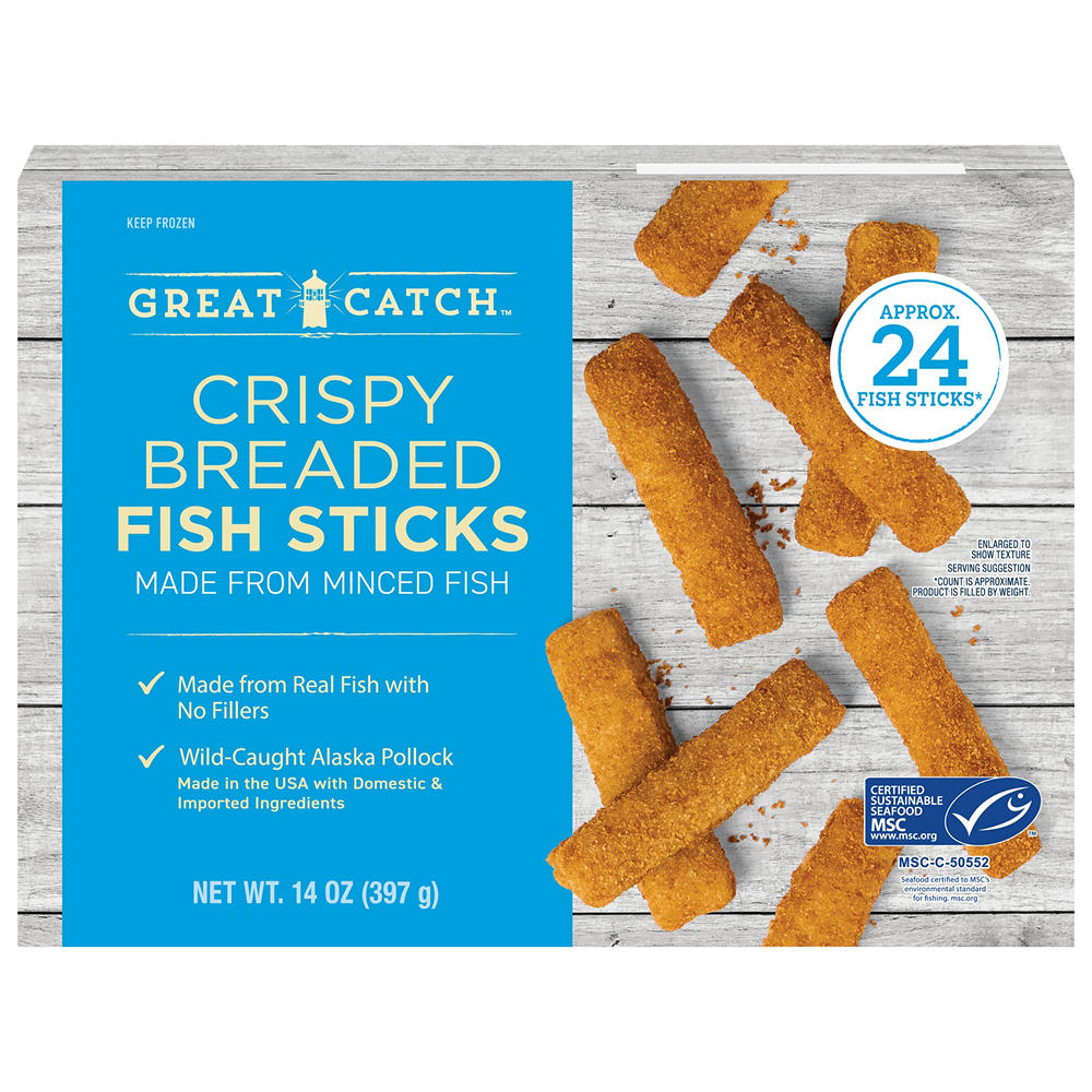 Great Catch Crispy Breaded Fish Sticks, 14 oz
