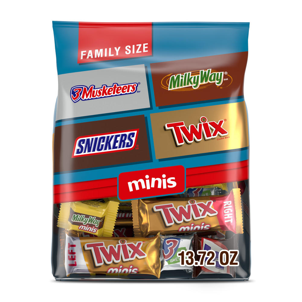 Snickers, Twix, Milky Way & 3 Musketeers Minis Chocolate Bars - Family Size, 13.72 oz