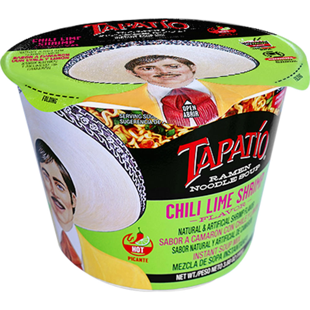 Tapatio Ramen Noodle Soup Bowl Hot Chili Lime Shrimp, 3.8 oz