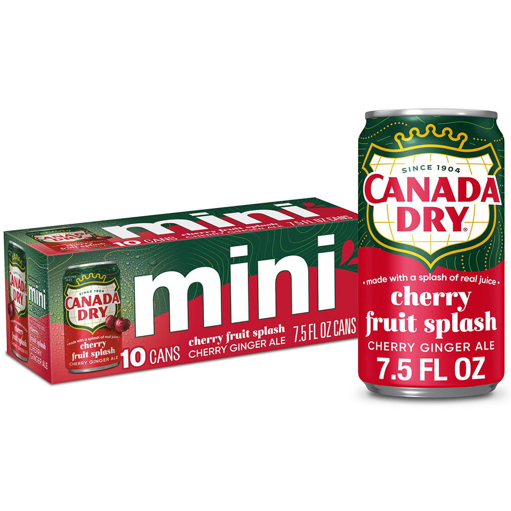 Canada Dry Fruit Splash Cherry Ginger Ale Soda 10 pk Mini Cans, 7.5 oz